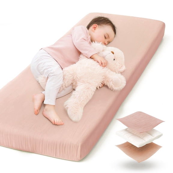 Muslin Cotton Daycare Toddler Cot Sheet - Padded, Elastic Edges, Hypoallergenic