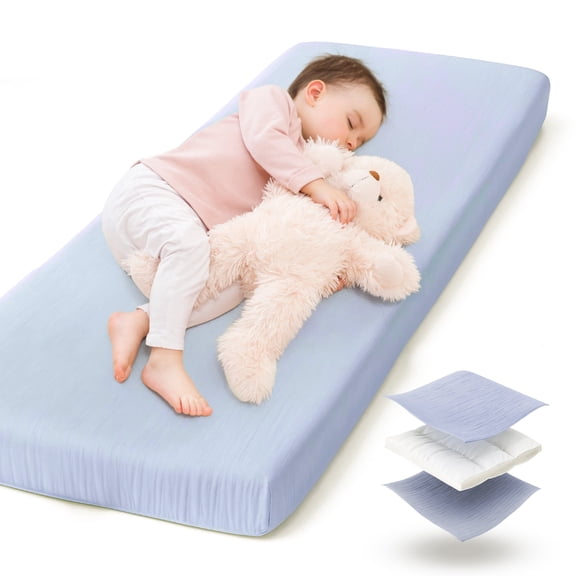 Muslin Cotton Daycare Toddler Cot Sheet - Padded, Elastic Edges, Hypoallergenic
