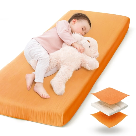 Muslin Cotton Daycare Toddler Cot Sheet - Padded, Elastic Edges, Hypoallergenic