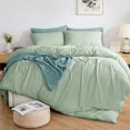 thumbnail image 1 of Muslin Duvet Cover Queen - 100% Washed Cotton Linen Like Gauze Comforter Cover 3 Pieces Breathable & Lightweight for All Season, 1 of 14