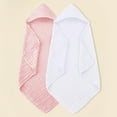 thumbnail image 1 of Muslin Hooded Ba-by Bath Towels - 2 Pack 100% Cotton Towel for Ba-bies, Inf-ants, Tod-dlers - 35x35Inch - Highly Absorbent and New-born Essential, Gray pink, brown, 1 of 8