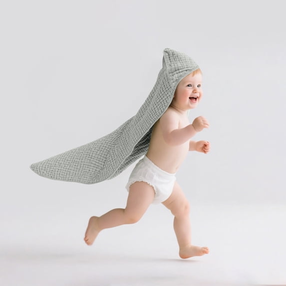 Muslin Hooded ba-by Towels, 3 Pack Cotton ba-by Bath Towels with Hood for Ne-wborn, Babies, Inf-ant, To-ddlers, Soft and Absorbent ba-by Shower Towel Ne-wborn Essential (35 X 35 Inch),
