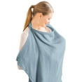 thumbnail image 1 of Muslin Nursing Cover Up for Baby Breastfeeding, Breathable 100% Cotton Breastfeeding Cover with Rigid Hoop for Women Nursing Apron, Multi-use Car Seat Cover, Blue, 1 of 6