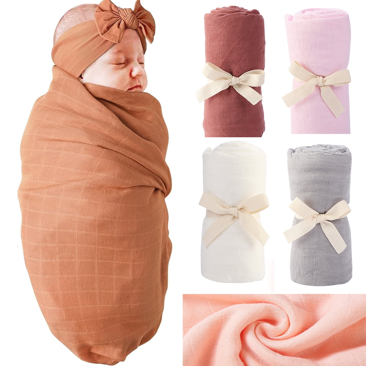 Muslin Swaddle Blanket Silky Soft Receiving Blanket Neutral