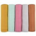 thumbnail image 1 of Muslin Swaddle Blankets for Newborn, 5 Pack Receiving Blanket, Muslin Blanket Swaddles Wrap for Girls, Baby Essentials, 47x47 Inches Large Size, 100% Cotton, 1 of 6
