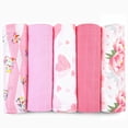 thumbnail image 1 of Muslin Swaddle Blankets for Newborn, 5 Pack Receiving Blanket, Muslin Blanket Swaddles Wrap for Girls, Baby Essentials, 47x47 Inches Large Size, 100% Cotton, 1 of 6