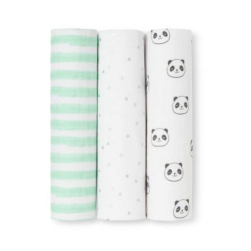 Muslin Swaddle Blankets Pandas 3pk Cloud Island Walmart