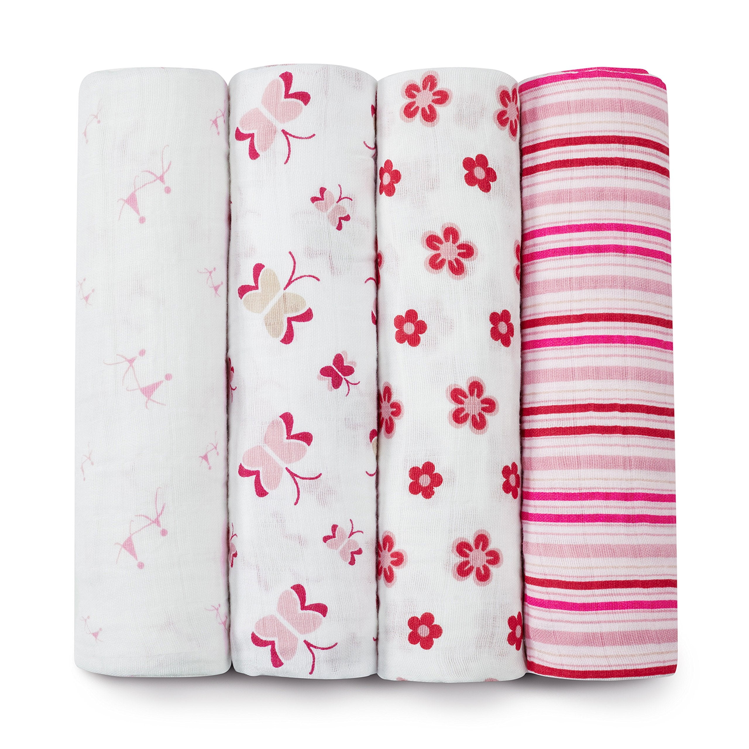 aden + anais Classic Swaddle Baby Blanket, 100 Cotton Muslin, Large 47 X 47 inch, 4 Pack