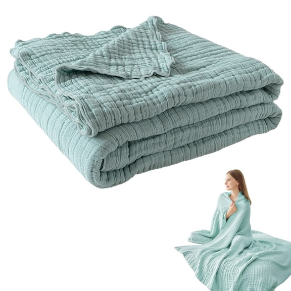 Muslin Throw Blanket for Adults, Breathable Summer Throw Blanket, All Seasons Cotton Gauze Blanket, Soft Pre-Washed Couch Blanket, Lightweight Muslin Throw Blanket, Gentle Cotton Blanket for Home