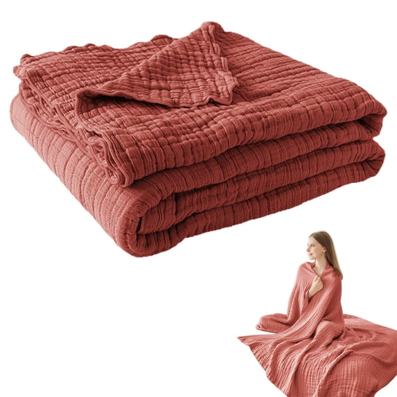 Muslin Throw Blanket for Adults, Breathable Summer Throw Blanket, All Seasons Cotton Gauze Blanket, Soft Pre-Washed Couch Blanket, Lightweight Muslin Throw Blanket, Gentle Cotton Blanket for Home