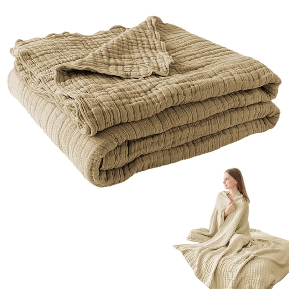 Muslin Throw Blanket for Adults, Breathable Summer Throw Blanket, All Seasons Cotton Gauze Blanket, Soft Pre-Washed Couch Blanket, Lightweight Muslin Throw Blanket, Gentle Cotton Blanket for Home