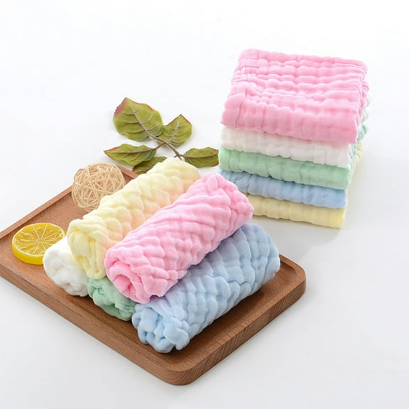 Muslin Washcloths 9.8In Square Cotton Face Towels Washable Soft Makeup Remover Cloths Sensitive Skin Usable Quick Dry Bath Towels(5Pcs)