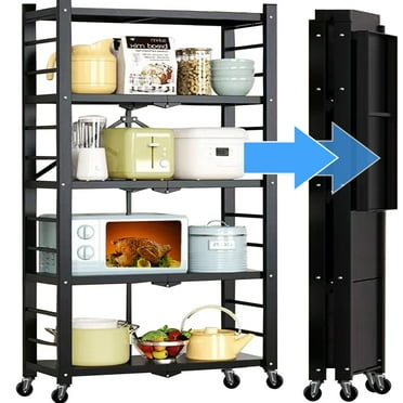 Musment 5-Tier Storage Shelving Unit, Foldable Storage Shelves  Wire Shelving Unit  Adjsutable Shelf Heavy Metal Shelf, 397lbs Capacity Free Standing Racks Organization
