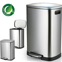 Musment Stainless Steel Trash Can, 3 Piece Combo, 13.2 gal , Two 1.6 gal, Stainless Steel Step On Kitchen and Bathroom Waste Bin