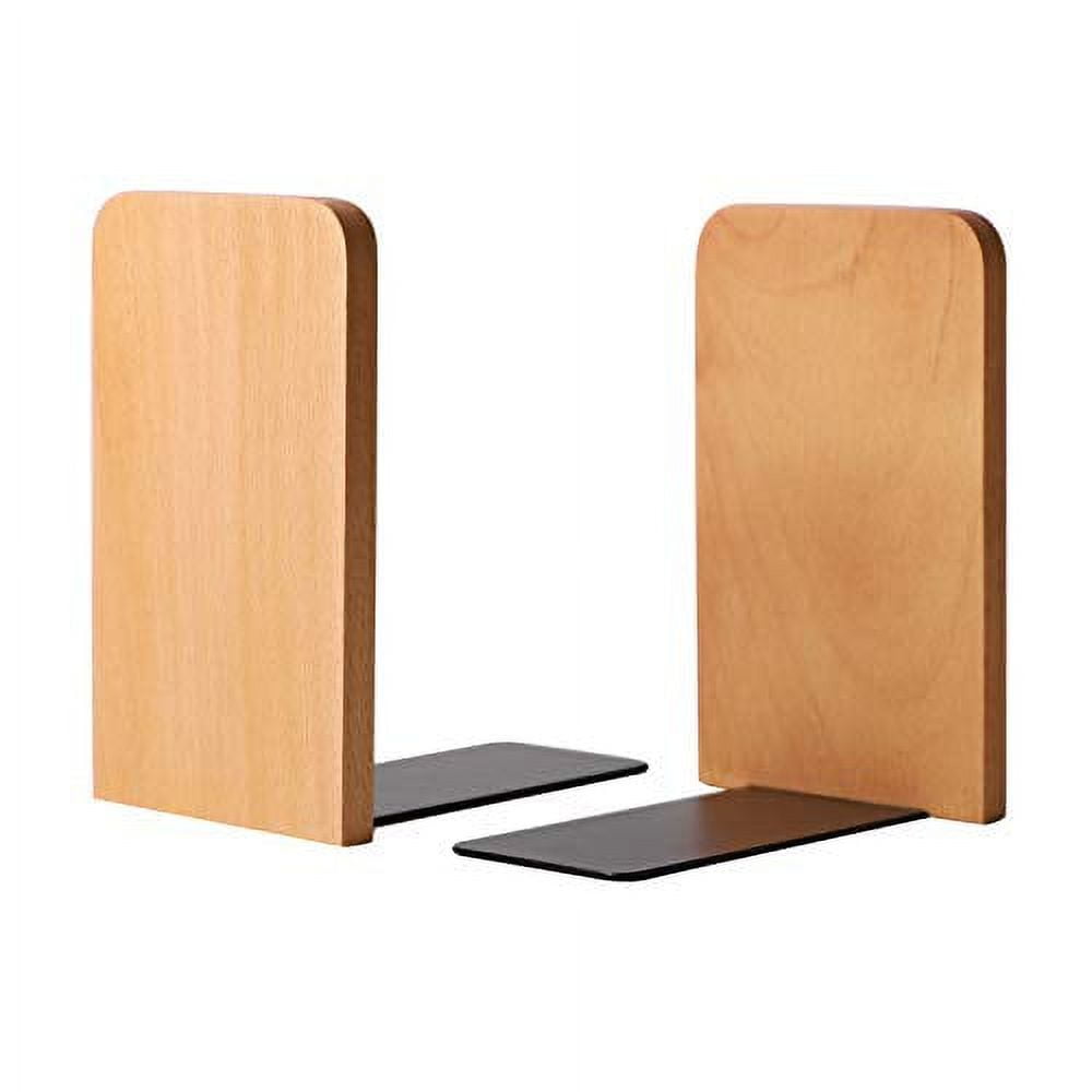 Muso Wood Non-Slip Decorative Metal Shelf Bookends, Heavy Duty Walnut