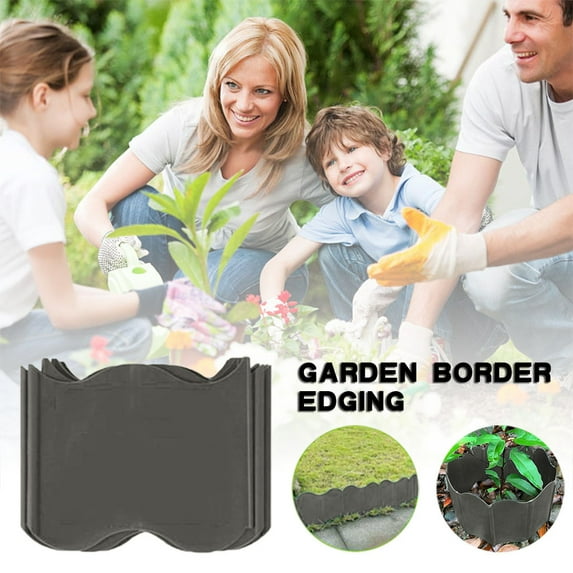 Musol 20 ft Garden Edging 40PCS Interlocking Landscaping Edging Kit, Plastic No-Dig Pound-in Garden Edge(20' Long x 5.3” Tall) - Black