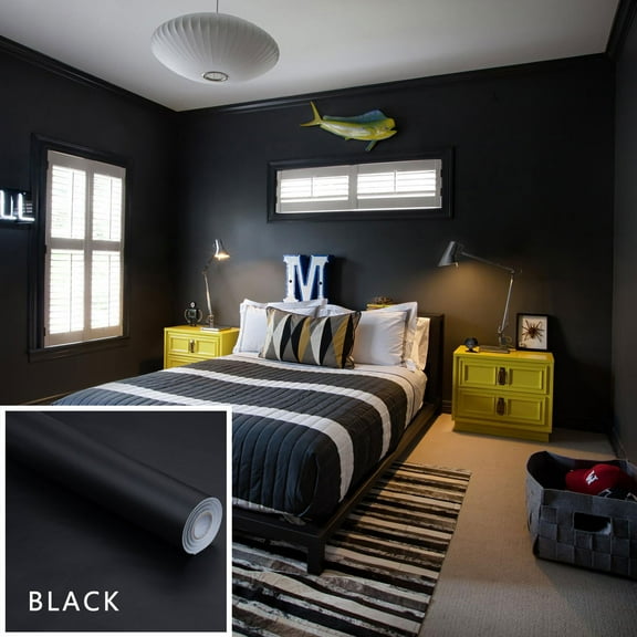 Musol Black Contact Paper Thick Peel and Stick Wallpaper 40 X 60CM Decorative Matte Self Adhesive Wall Paper Waterpoof Decorative Vinyl Film Wrap for Walls Furniture Countertop