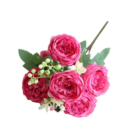 Musol Fake Flowers 5 Heads Rose Peony Artificial Flowers Spring Faux Plants Arrangements Boho Front Door Decor Indoor Outdoor Gifts for Mom Women DIY Wedding Bridal Bouquets Home Décor,D