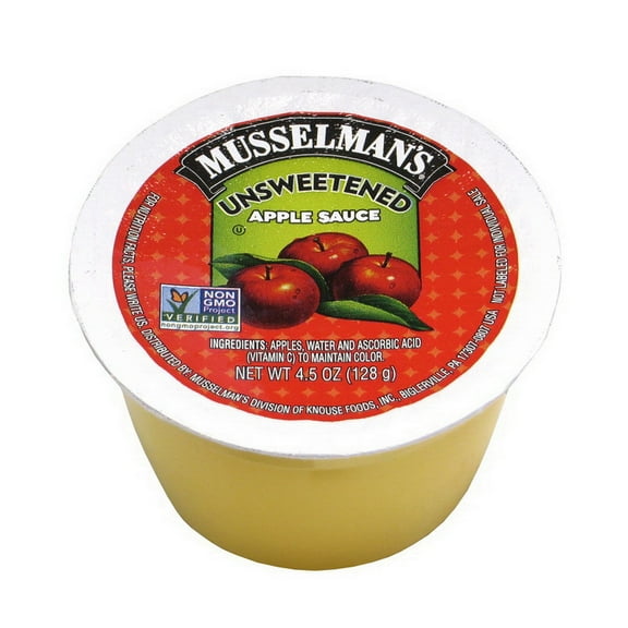 Musselman's FFASU1350MUS01 Musselman's Unsweetened Apple Sauce - 96/4.5 oz Cups - (Meets Usda 1/2 Cup Fruit Req)