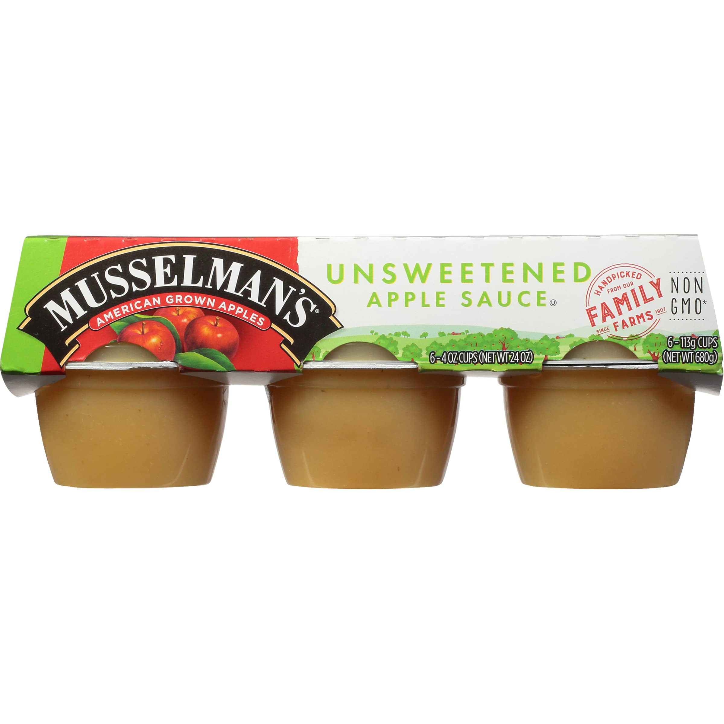 Musselman's Unsweetened Apple Sauce (Pack of 3) 6 - 4 oz Cups per Pack ...