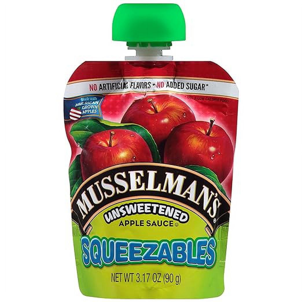 Apple - mAs Musselmans Unsweetened Squeezable Apple Sauce, 3.17 Ounce - 50 per
