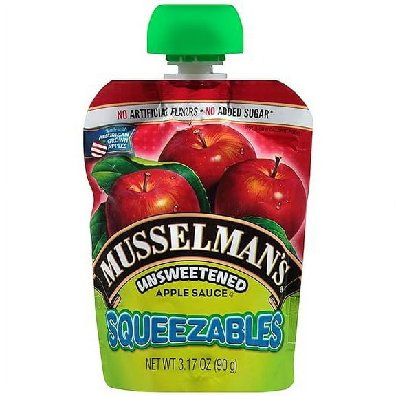 Musselmans Unsweetened Squeezable Apple Sauce, 3.17 Ounce - 50 per pack -- 1 each.