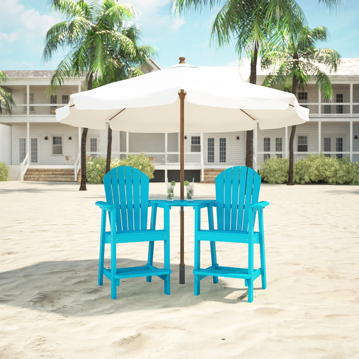 Musser Outdoor Adirondack Chair Set Of 2 Wooden Patio Chair Lounge Chair Cyan