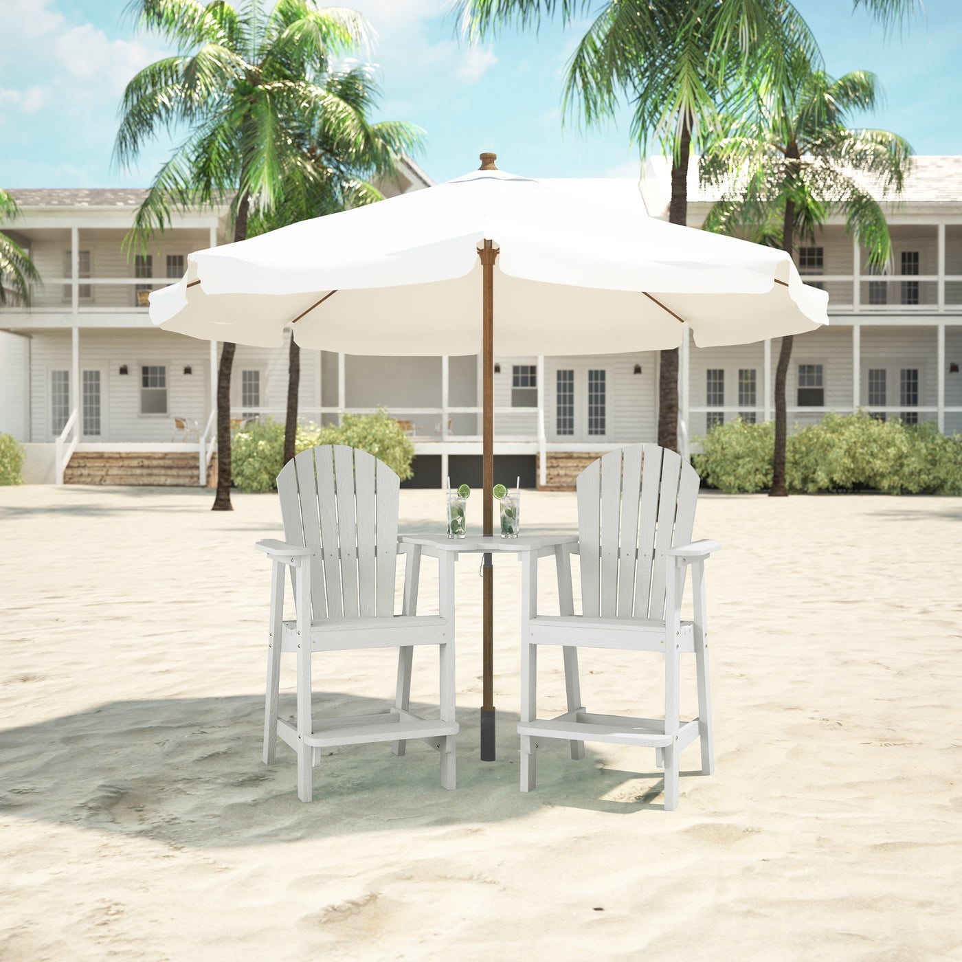 Musser Outdoor Adirondack Chair Set Of 2 Wooden Patio Chair Lounge Chair White