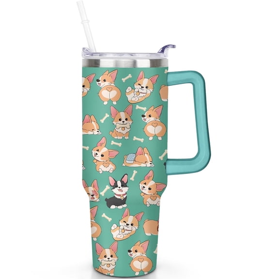 Must Have Dog Travel Mug – 40oz Double Wall Tumbler with Handle, Insulated Stainless Steel, Straw, and Leak Proof Lid