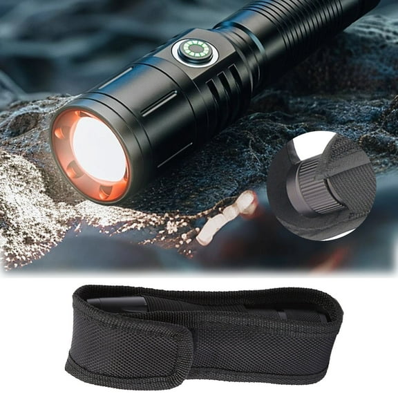 Travel Torch Carry Flashlight Pouch Holster for Outdoor Use with Belt and Back Strap – Nylon Holder for Vest Hands-Free Beam Light Accessory
