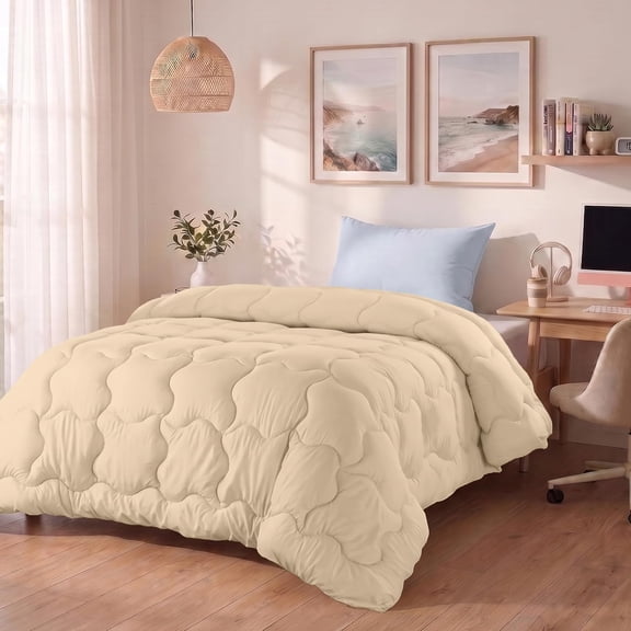 Must-Have Twin Size Duvet Insert, White Cloud Pattern Brushed Microfiber Comforter, 64x88 Inch Down Alternative Bedding with Corner Tabs, Machine Washable All Season