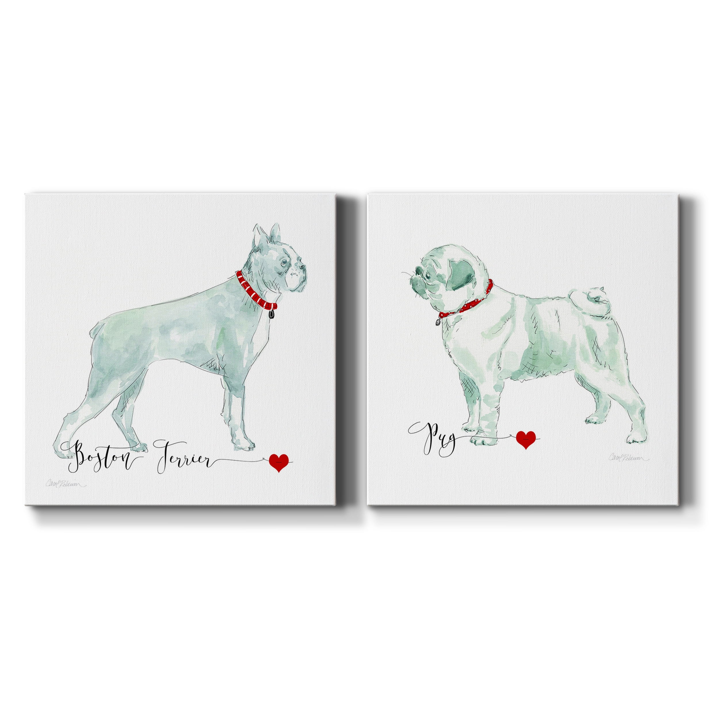 Must Love Boston Terriers - Premium Gallery Wrapped Canvas - Ready to Hang Set of 2 - 10 x 10 Each