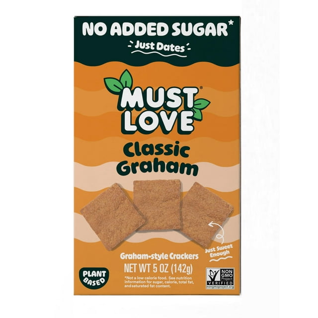 Must Love Classic Graham RRF12 - No Added Sugar, with Dates - Great for Pie Crust, Mini S'more, Cheese Boards - Simple Ingredients, Vegan, Plant-Based - Healthy Snacking for Family, 2 Pack x 5 oz