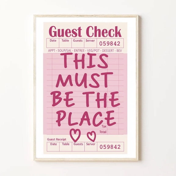This Must Be The Place Poster Retro Pink Guest Check Wall Art, Positive Quote Print Poster, Vintage Typography Decor for Home or Cafe LI-T10-154, Size 24x36 UNFFRAMED F03.1.6l1263