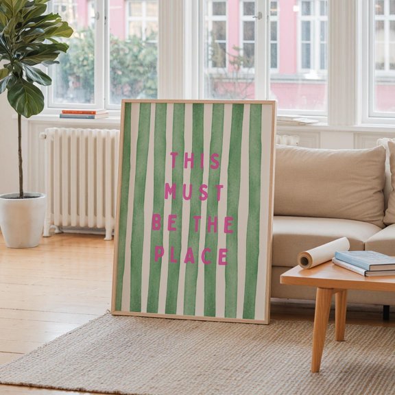 This Must Be The Place Print Green And Pink Wall Art Positive Saying Poster Summer Beach Home Decor Affirmation Quote Gift Physical Print Wall Art Modern Wall Decor