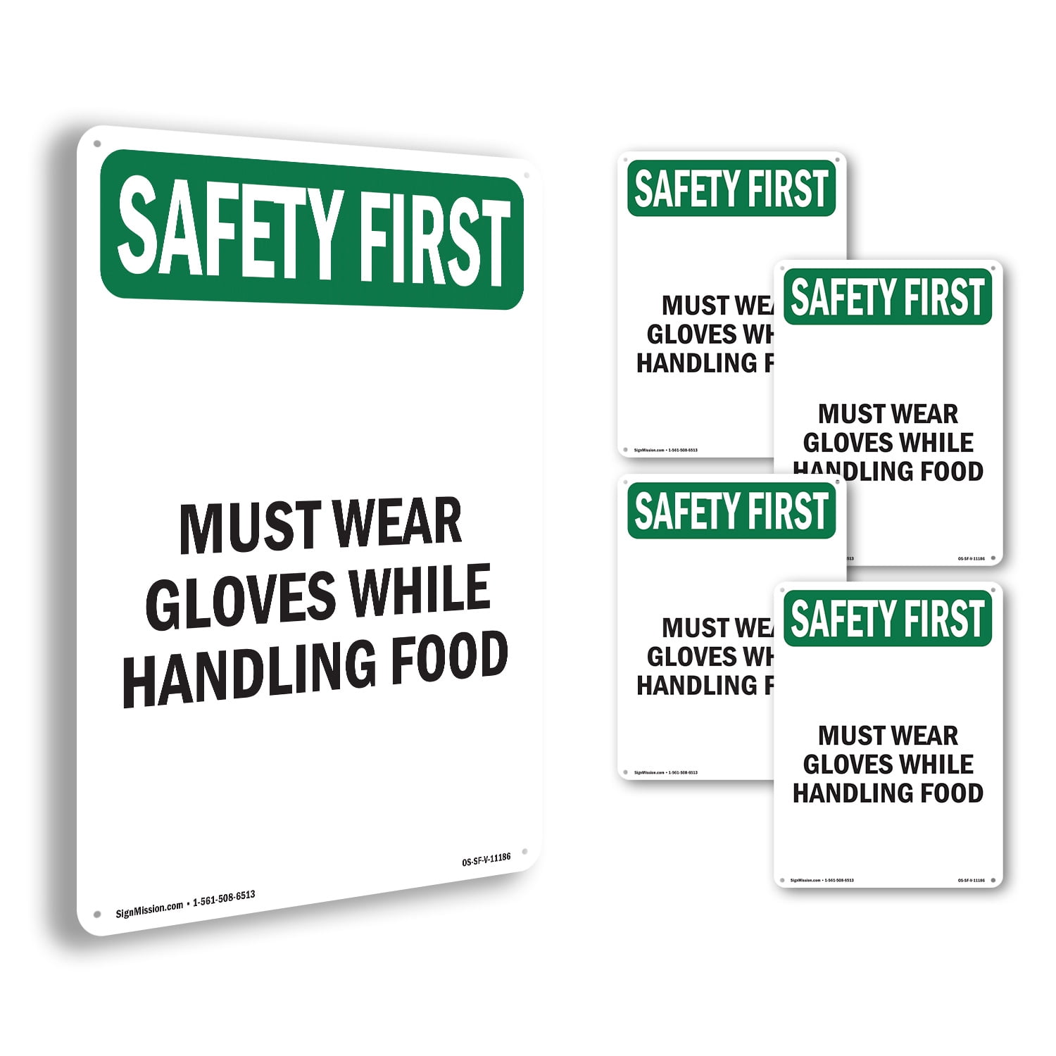 Osha Food Must Wear Gloves While Handling Food OSHA SAFETY FIRST Rigid Plastic ...