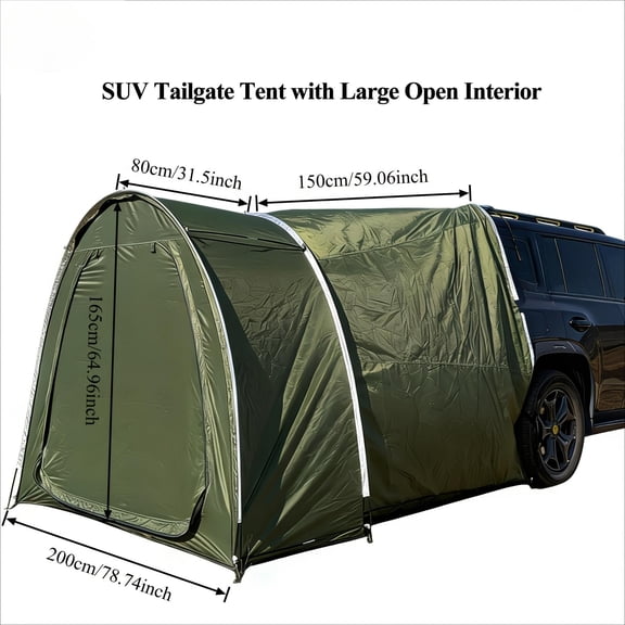 Must-have Camping Gear, Fits Hatchbacks, Sedans, SUVs & MPVs. Easy-setup Car Rear Tent, Large Space with 1 Bedroom & 1 Living Room, Separate Compartments. Perfect for Car Boot Gatherings and Family P