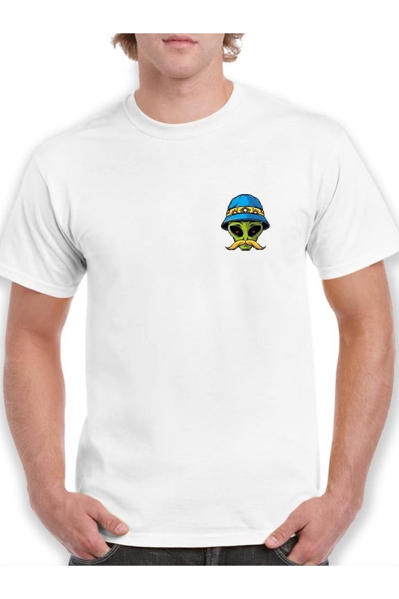 Mustache Alien Men T-Shirt T-Shirt Men -Image by Shutterstock, Male Large
