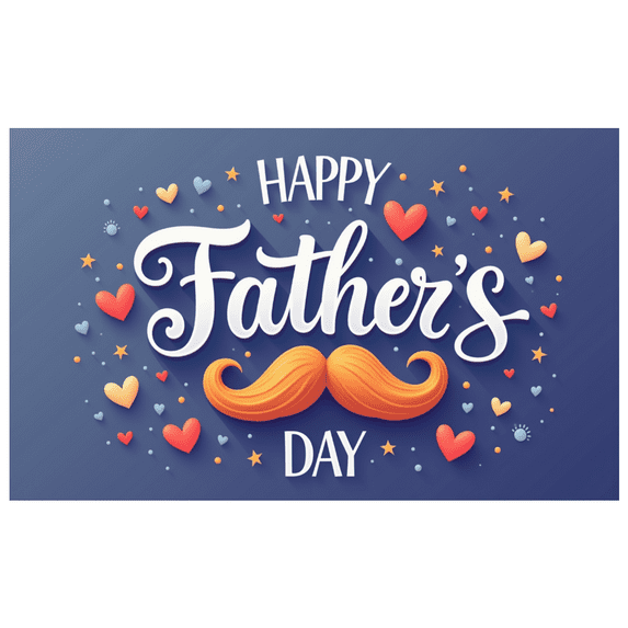 Mustache Design Backdrop Father's Day Banner Heart Decor for Father's Day Celebration Party Decoration Indoor Event
