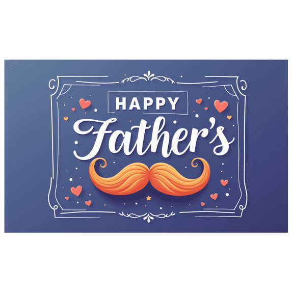 Mustache Design Backdrop Father's Day Banner Heart Decor for Father's Day Celebration Party Decoration Indoor Event