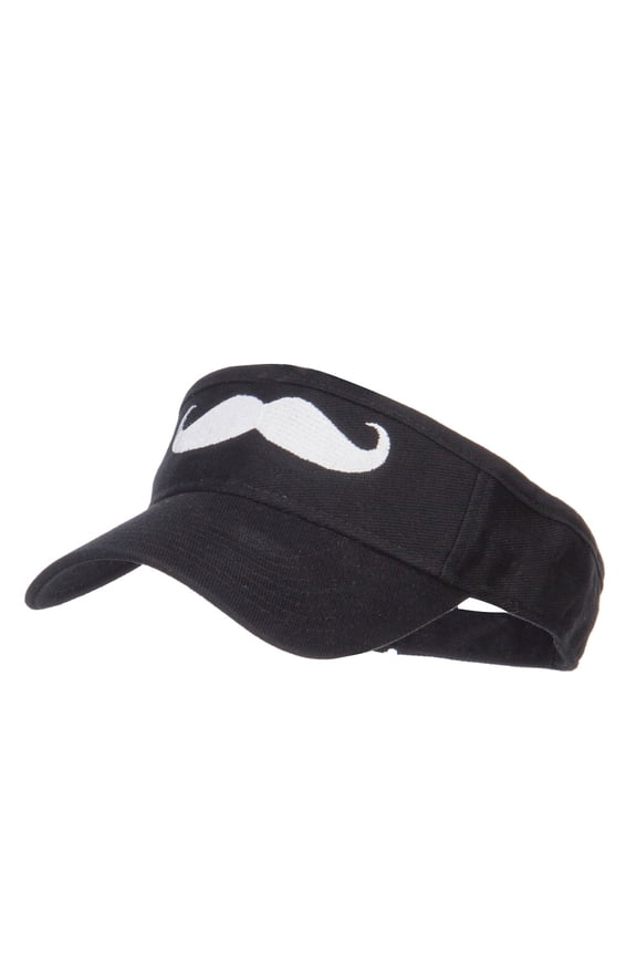 Mustache Embroidered Brushed Sun Visor - Black OSFM