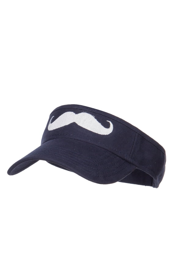 Mustache Embroidered Brushed Sun Visor - Navy OSFM