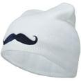 thumbnail image 1 of Mustache Embroidered Short Beanie - White OSFM, 1 of 5
