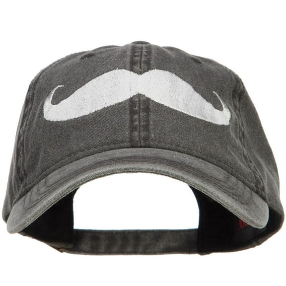 Mustache Embroidered Washed Cap - Black OSFM