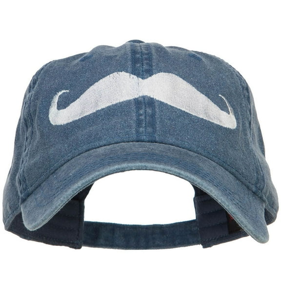 Mustache Embroidered Washed Cap - Navy OSFM