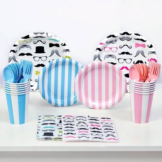 Mustache Gender Reveal Party Pack for 16