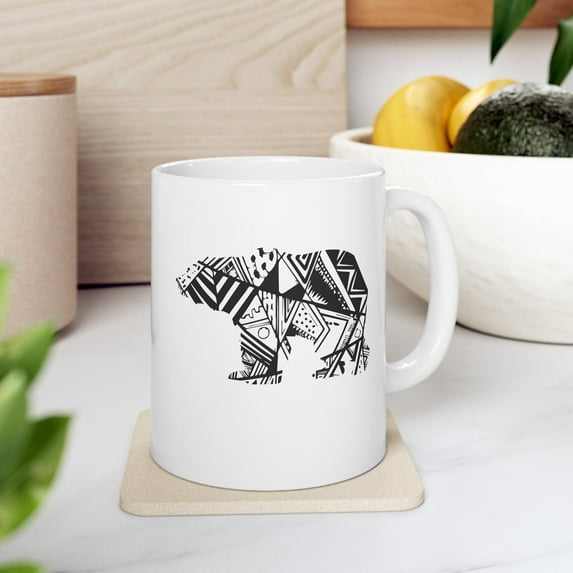 Mustache Graphic 11 oz Coffee Mug - Funny Beard Design White Ceramic Gift