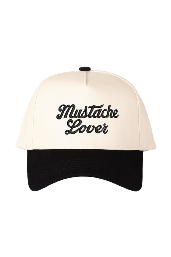 Mustache Lover Letter Embroidered Color Block Trucker Hat Unisex Adjustable Cotton Breathable Fashion Cap for Travel Daily Wear