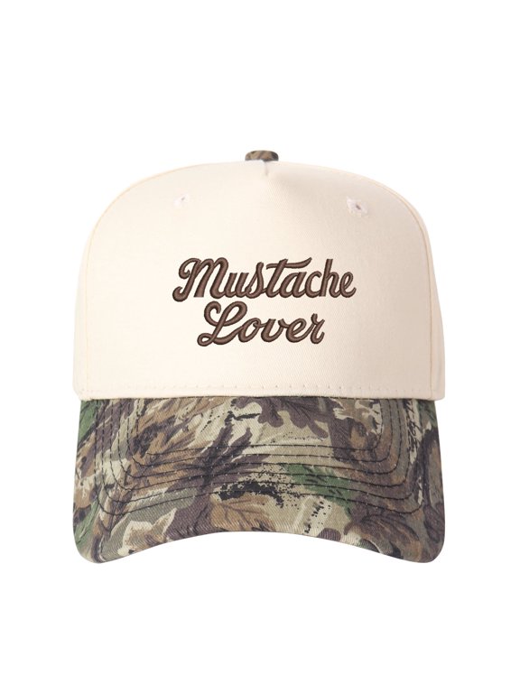 Mustache Lover Letter Embroidered Color Block Trucker Hat Unisex Adjustable Cotton Breathable Fashion Cap for Travel Daily Wear