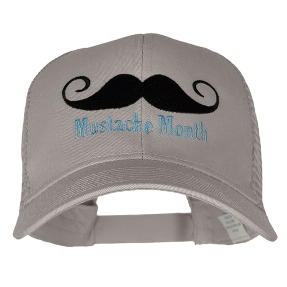 Mustache Month Solid Cotton Prostyle Twill Mesh Cap - Grey OSFM